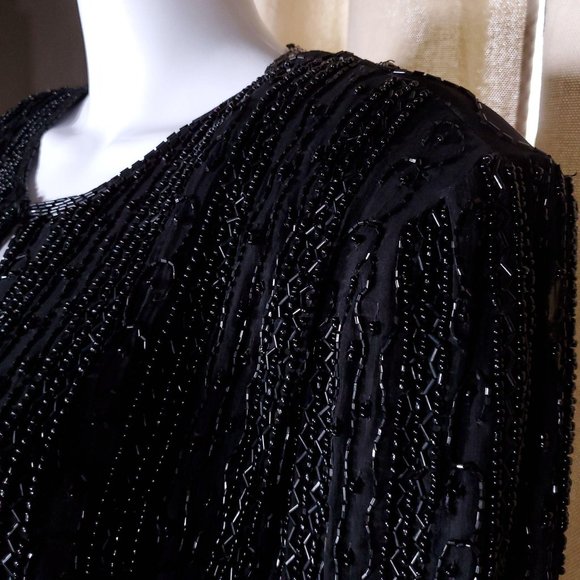 Vintage beaded silk cardigan blazer - Picture 7 of 10
